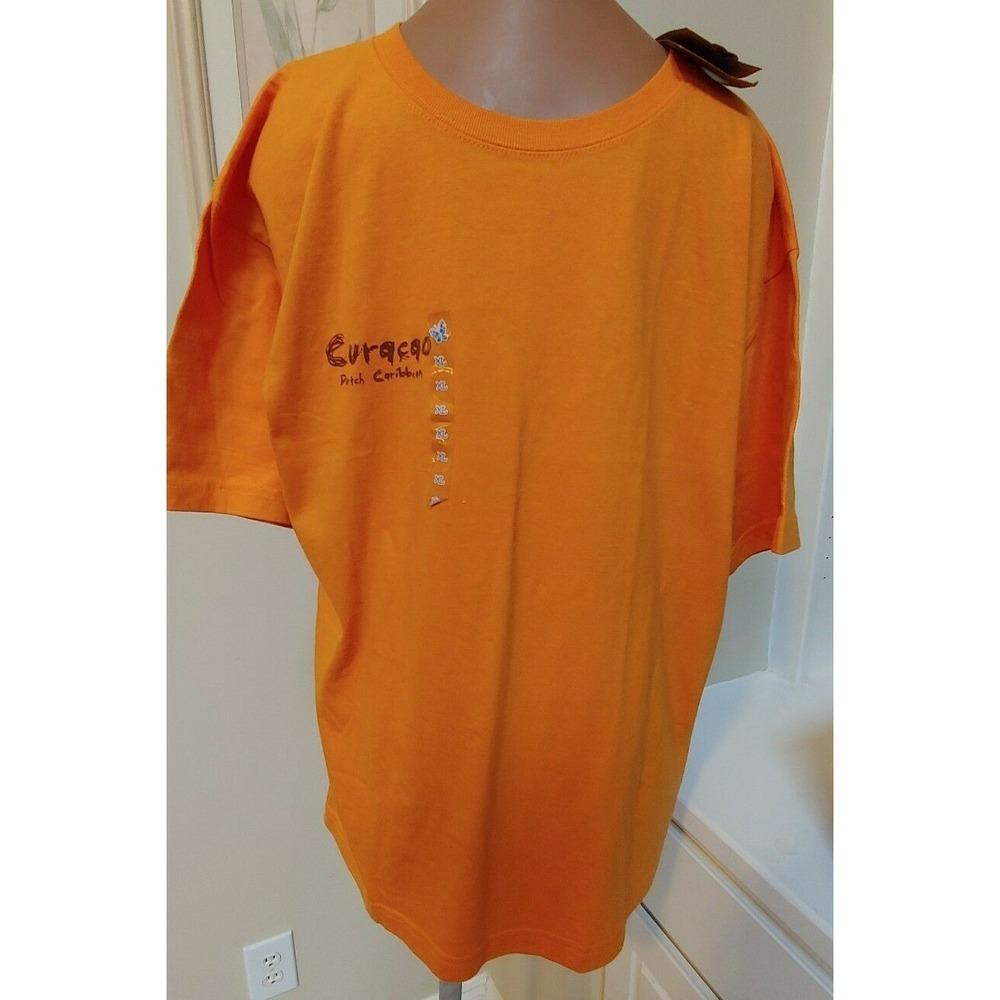 Curaco Dutch Caribbean Morpho orange XL t shirt top Women lion iguana on back
